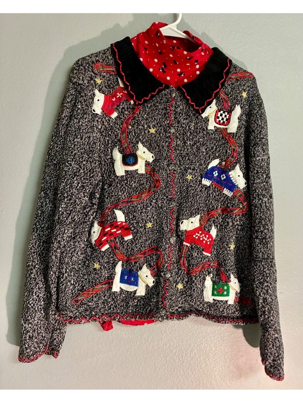 Vintage Designer Originals Studio Scottie Terrier Cardigan Turtleneck Sz L
